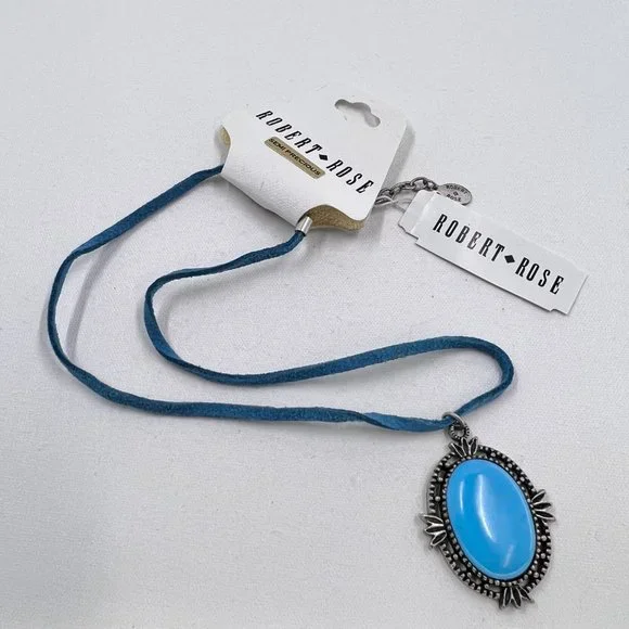 NWT - Robert Rose - Turquoise Color Semi Precious Stone Pendant 16” Necklace - Picture 7 of 9
